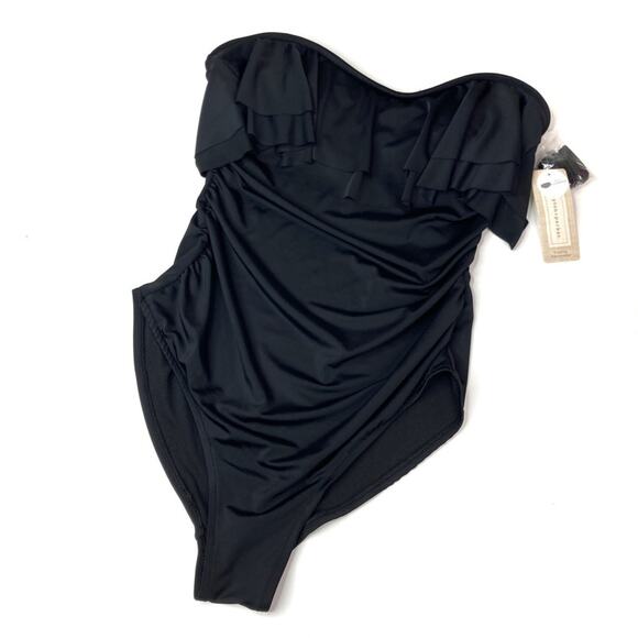 Peyton & Parker | Black Ruffle One Piece Swimsuit with Removable Straps M - Picture 1 of 4